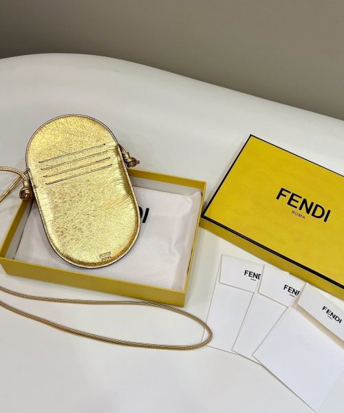 1:1 Replica Fendi 12 Pro Phone Holder Gold Bag For Woman 21.5cm/8.5in 7AS055AISPF0RXU