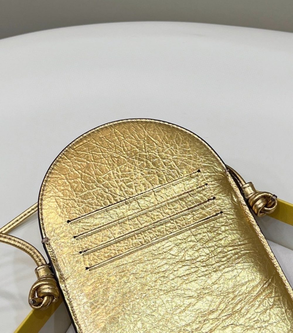 1:1 Replica Fendi 12 Pro Phone Holder Gold Bag For Woman 21.5cm/8.5in 7AS055AISPF0RXU - Image 2