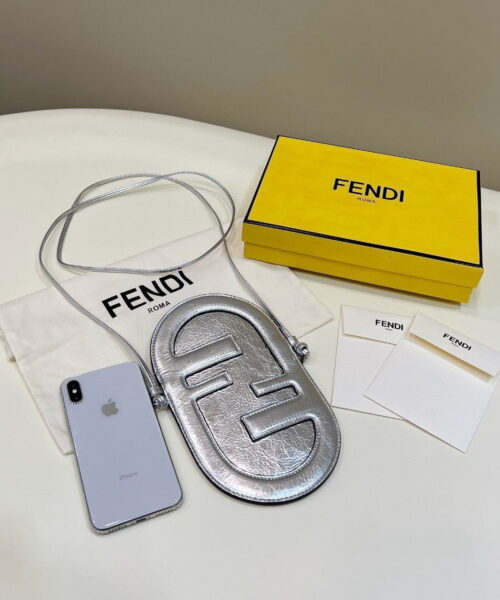 1:1 Replica Fendi 12 Pro Phone Holder Silver Bag For Woman 21.5cm/8.5in 7AS055AISPF0MK5