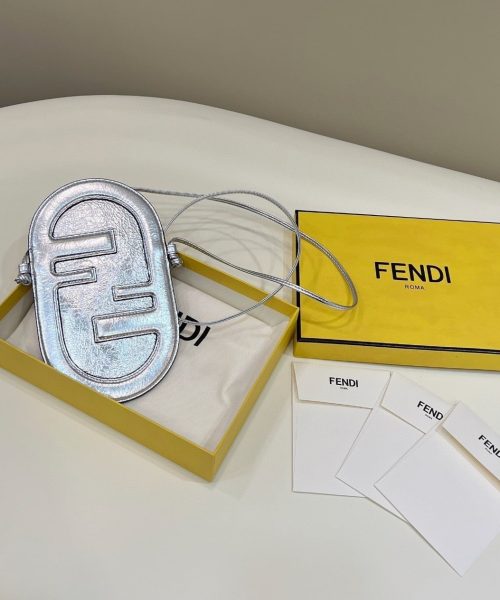 1:1 Replica Fendi 12 Pro Phone Holder Silver Bag For Woman 21.5cm/8.5in 7AS055AISPF0MK5