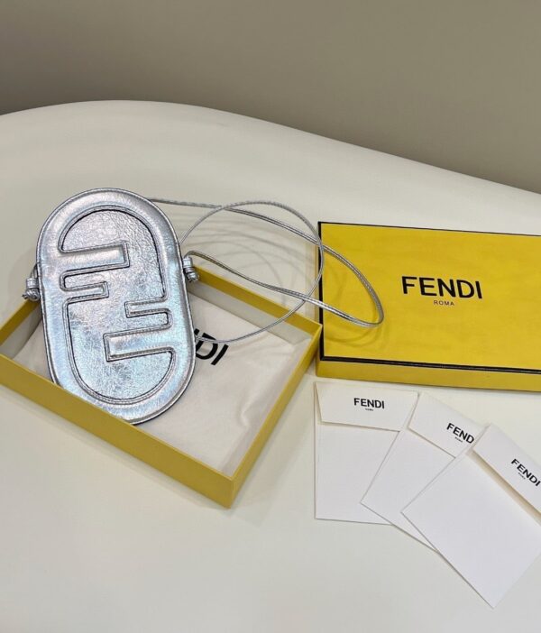 1:1 Replica Fendi 12 Pro Phone Holder Silver Bag For Woman 21.5cm/8.5in 7AS055AISPF0MK5