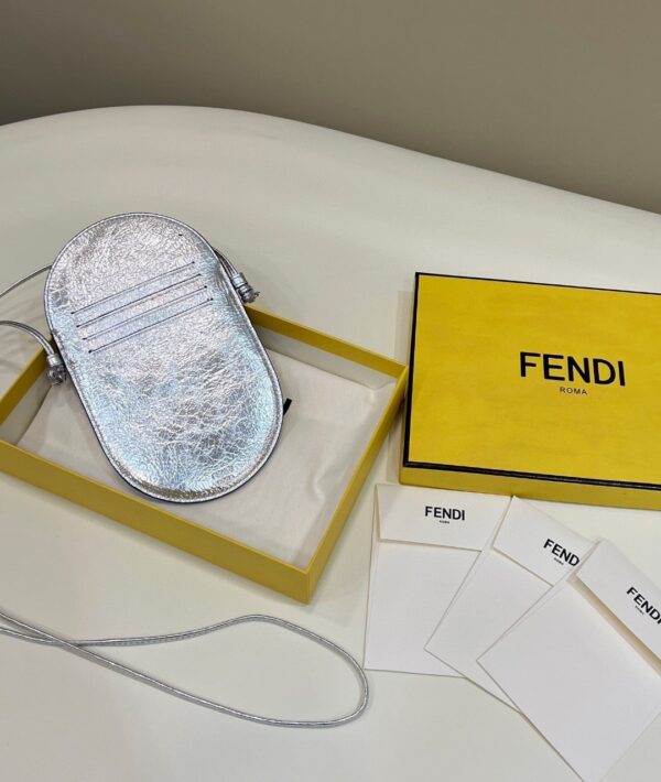 1:1 Replica Fendi 12 Pro Phone Holder Silver Bag For Woman 21.5cm/8.5in 7AS055AISPF0MK5