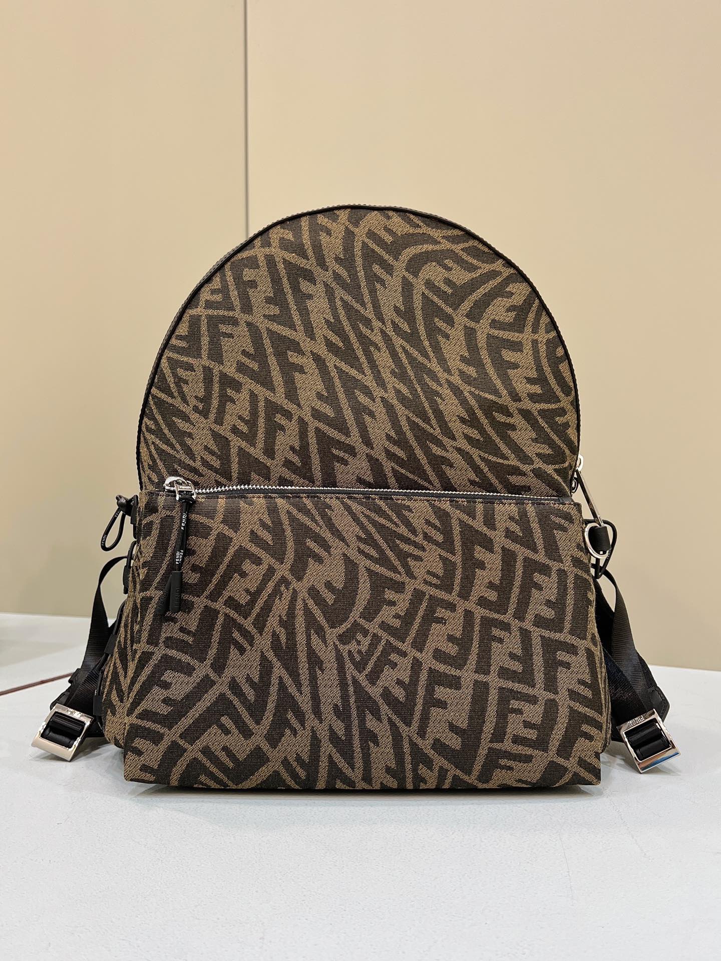 1:1 Replica Fendi Backpack In Brown FF Vertigo Fabric Bag For Woman 30cm/12in