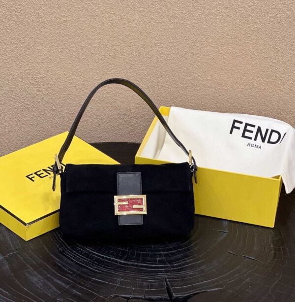 1:1 Replica Fendi Baguette Black Bag For Woman 25cm/9.5in