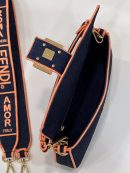 1:1 Replica Fendi Baguette Blue Denim Orange Border Bag For Woman 26cm/10in