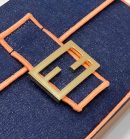 1:1 Replica Fendi Baguette Blue Denim Orange Border Bag For Woman 26cm/10in