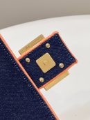 1:1 Replica Fendi Baguette Blue Denim Orange Border Bag For Woman 26cm/10in