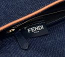 1:1 Replica Fendi Baguette Blue Denim Orange Border Bag For Woman 26cm/10in