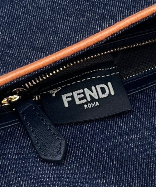 1:1 Replica Fendi Baguette Blue Denim Orange Border Bag For Woman 26cm/10in