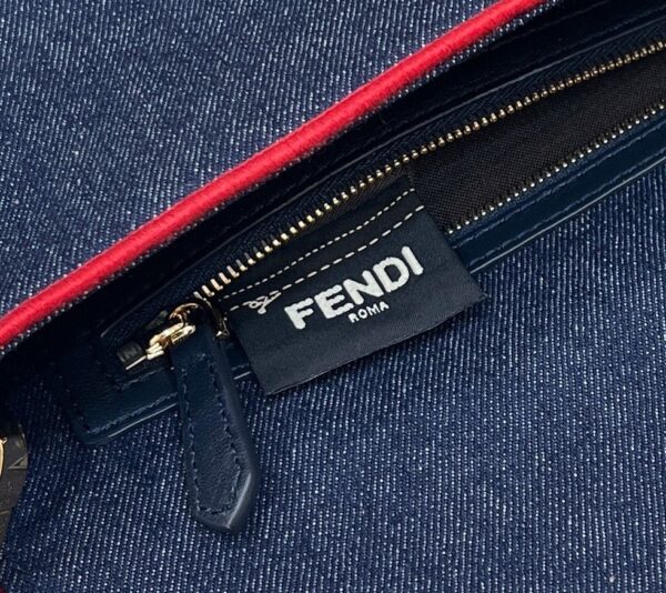 1:1 Replica Fendi Baguette Blue Denim Red Border Bag For Woman 26cm/10in