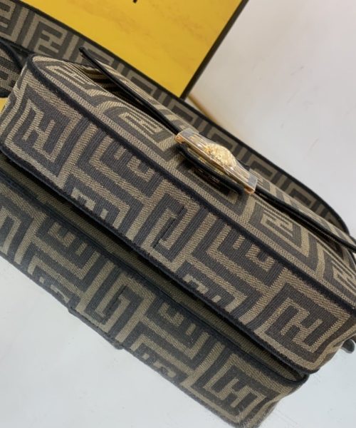 1:1 Replica Fendi Baguette Brown fabric Brown Medium Bag For Woman 27cm/10.5in