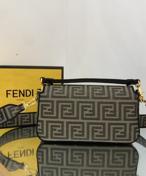 1:1 Replica Fendi Baguette Brown fabric Brown Medium Bag For Woman 27cm/10.5in