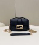 1:1 Replica Fendi Baguette Chain Black  Bag For Woman 19cm/7.5in