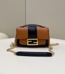 1:1 Replica Fendi Baguette Chain Brown and Black Bag For Woman 19cm/7.5in