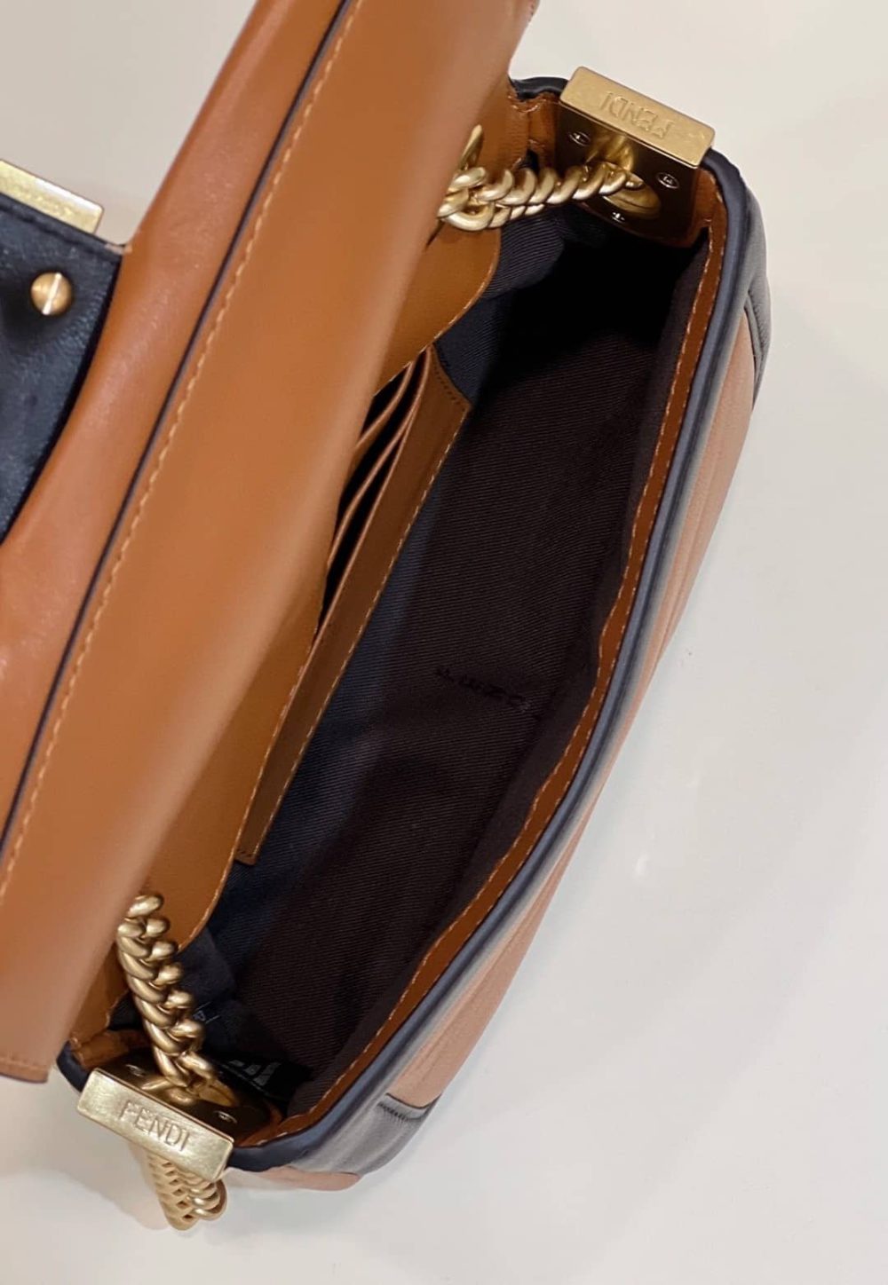 1:1 Replica Fendi Baguette Chain Brown and Black Bag For Woman 19cm/7.5in - Image 2