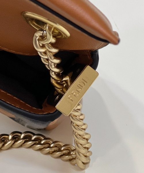 1:1 Replica Fendi Baguette Chain Brown and Black Bag For Woman 19cm/7.5in