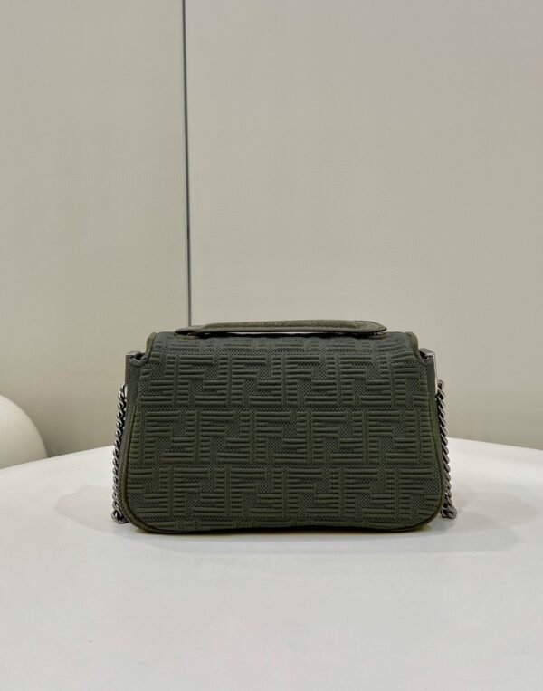 1:1 Replica Fendi Baguette Chain Midi Green FF Fabric Bag For Woman 14.5cm/6in 8BR793AHW5F1F2L