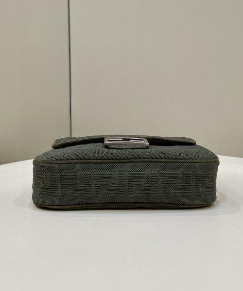 1:1 Replica Fendi Baguette Chain Midi Green FF Fabric Bag For Woman 14.5cm/6in 8BR793AHW5F1F2L
