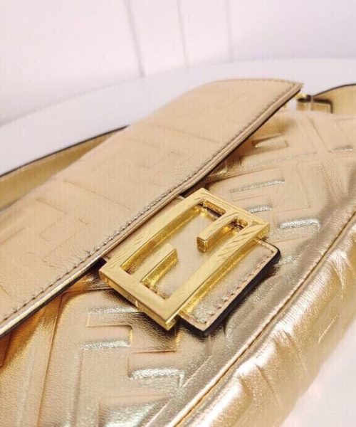 1:1 Replica Fendi Baguette Chain Midi Medium Gold Bag For Woman 26cm/10in