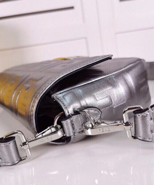 1:1 Replica Fendi Baguette Chain Midi Medium Silver Bag For Woman 26cm/10in