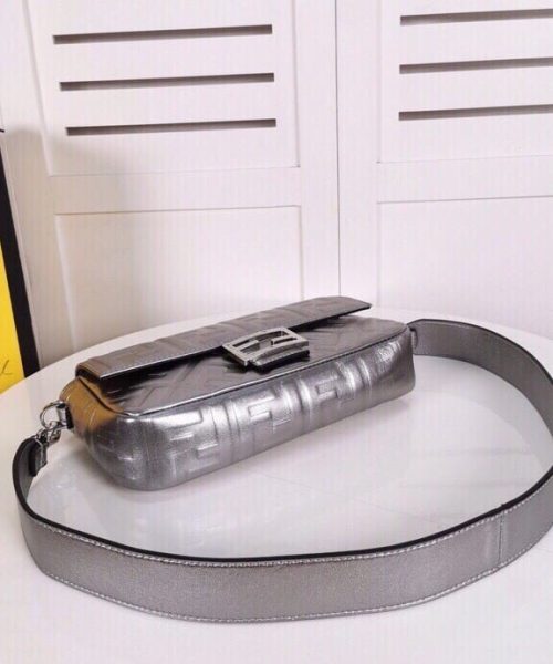 1:1 Replica Fendi Baguette Chain Midi Medium Silver Bag For Woman 26cm/10in