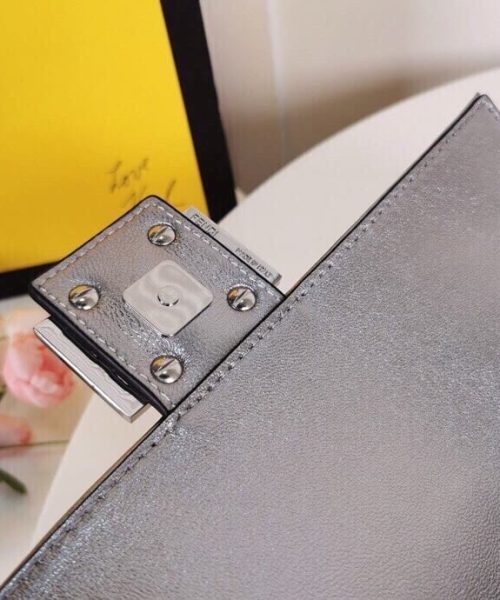 1:1 Replica Fendi Baguette Chain Midi Medium Silver Bag For Woman 26cm/10in