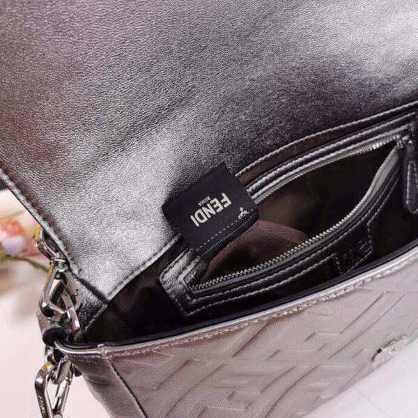 1:1 Replica Fendi Baguette Chain Midi Medium Silver Bag For Woman 26cm/10in
