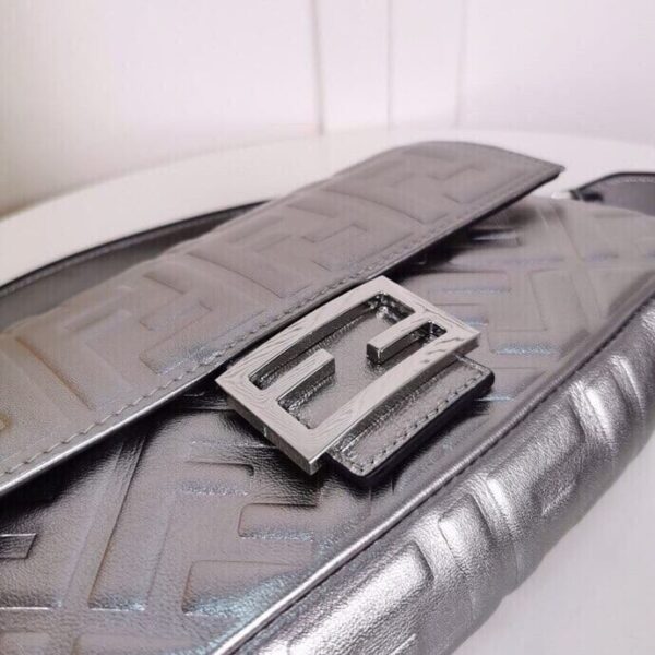 1:1 Replica Fendi Baguette Chain Midi Medium Silver Bag For Woman 26cm/10in