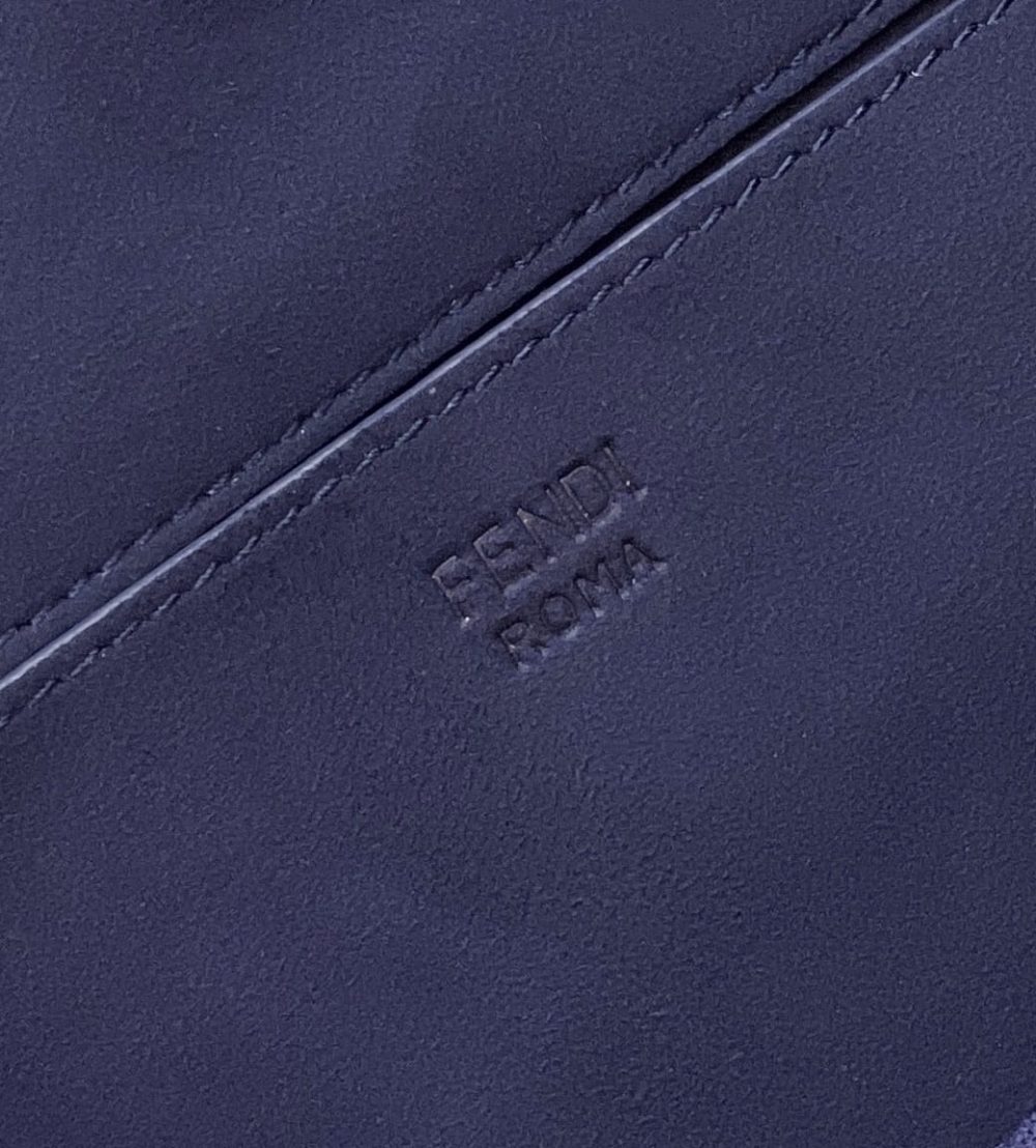 1:1 Replica Fendi Baguette Chain Midi Navy Blue FF Fabric Bag For Woman 14.5cm/6in - Image 7