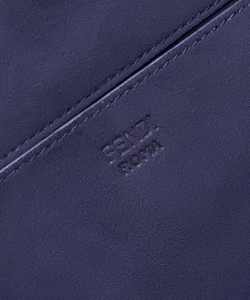 1:1 Replica Fendi Baguette Chain Midi Navy Blue FF Fabric Bag For Woman 14.5cm/6in