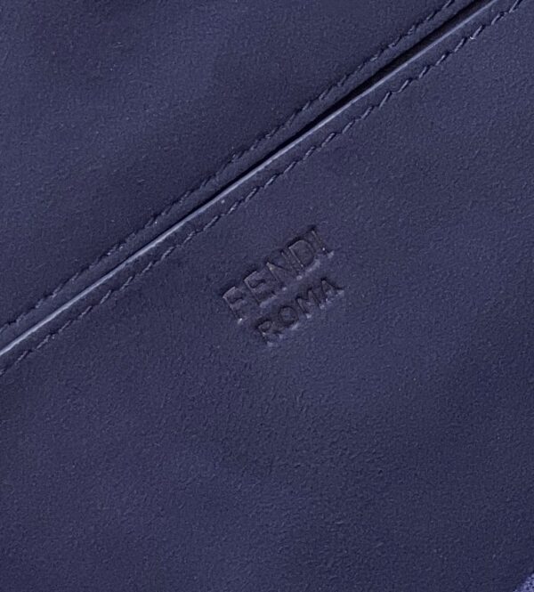 1:1 Replica Fendi Baguette Chain Midi Navy Blue FF Fabric Bag For Woman 14.5cm/6in