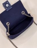 1:1 Replica Fendi Baguette Chain Midi Navy Blue FF Fabric Bag For Woman 14.5cm/6in