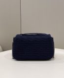 1:1 Replica Fendi Baguette Chain Midi Navy Blue FF Fabric Bag For Woman 14.5cm/6in