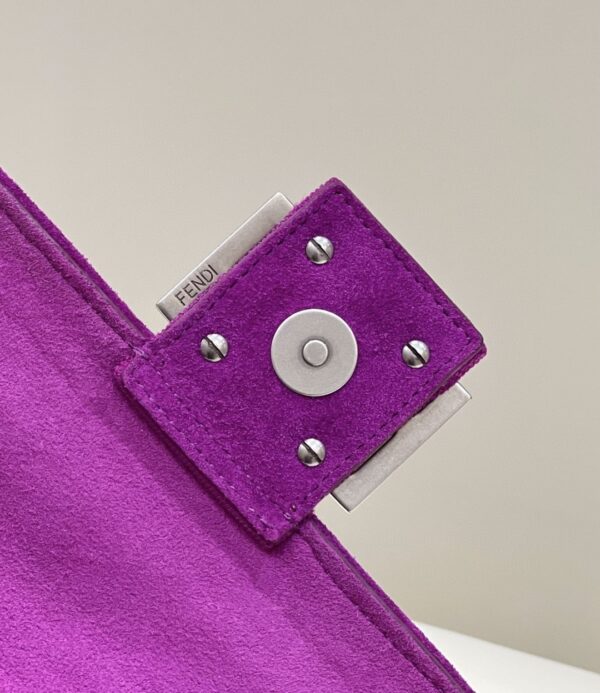 1:1 Replica Fendi Baguette Chain Midi Purple FF Fabric Bag For Woman 14.5cm/6in 8BR793AHW5F1GEH
