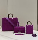 1:1 Replica Fendi Baguette Chain Midi Purple FF Fabric Bag For Woman 14.5cm/6in 8BR793AHW5F1GEH