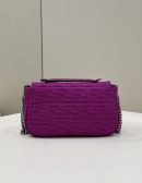 1:1 Replica Fendi Baguette Chain Midi Purple FF Fabric Bag For Woman 14.5cm/6in 8BR793AHW5F1GEH