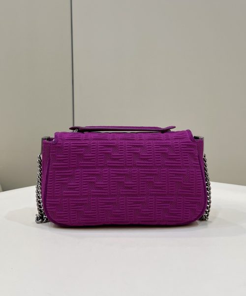 1:1 Replica Fendi Baguette Chain Midi Purple FF Fabric Bag For Woman 14.5cm/6in 8BR793AHW5F1GEH