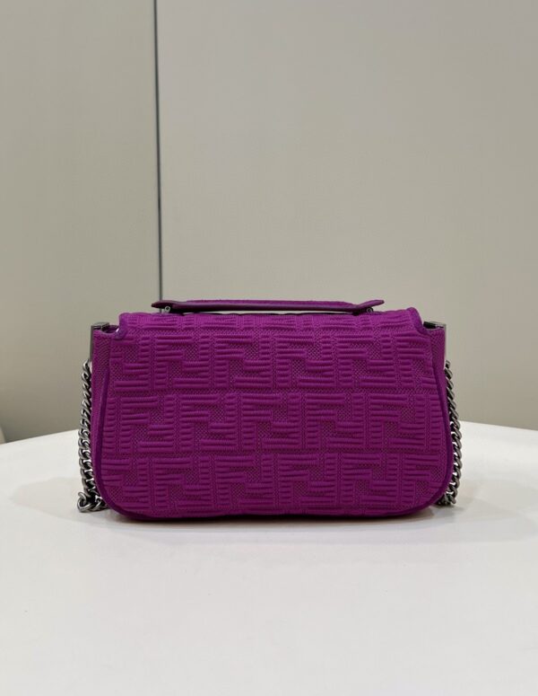 1:1 Replica Fendi Baguette Chain Midi Purple FF Fabric Bag For Woman 14.5cm/6in 8BR793AHW5F1GEH