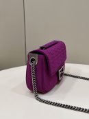 1:1 Replica Fendi Baguette Chain Midi Purple FF Fabric Bag For Woman 14.5cm/6in 8BR793AHW5F1GEH