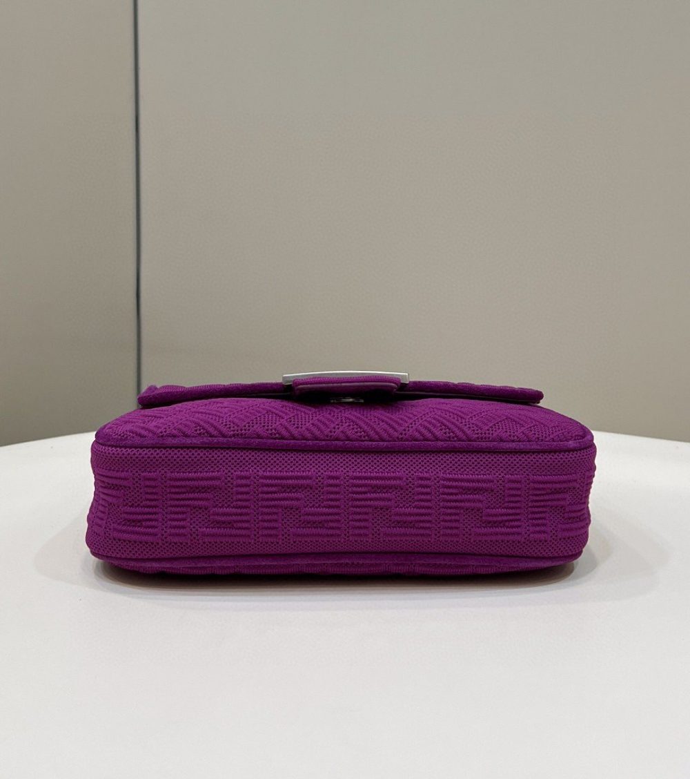 1:1 Replica Fendi Baguette Chain Midi Purple FF Fabric Bag For Woman 14.5cm/6in 8BR793AHW5F1GEH - Image 3