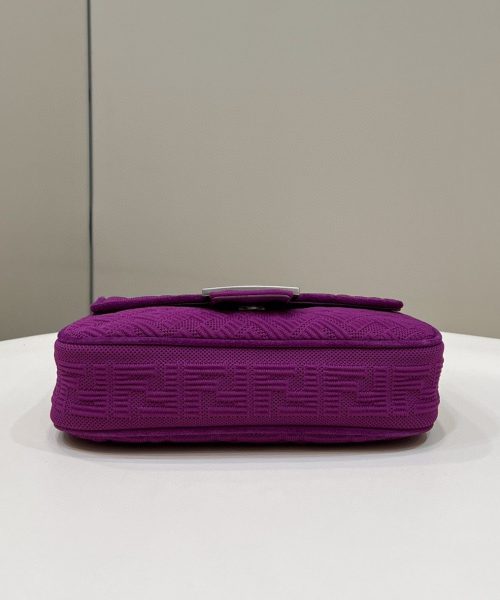 1:1 Replica Fendi Baguette Chain Midi Purple FF Fabric Bag For Woman 14.5cm/6in 8BR793AHW5F1GEH