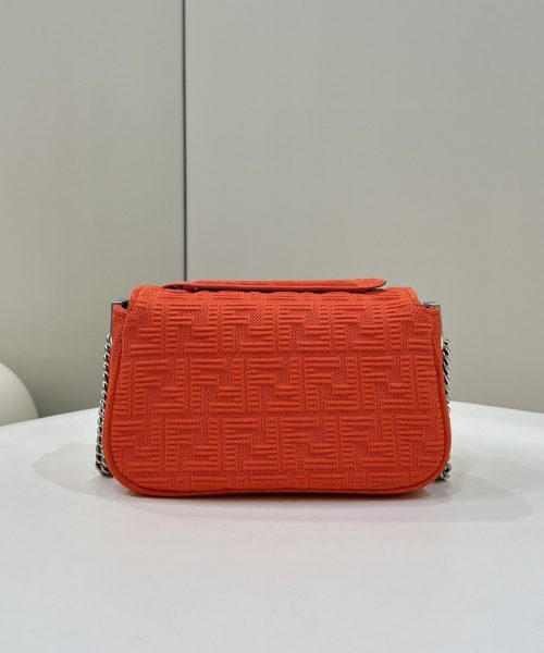 1:1 Replica Fendi Baguette Chain Midi Red FF Fabric Bag For Woman 14.5cm/6in 8BR793AHW5F1F2I