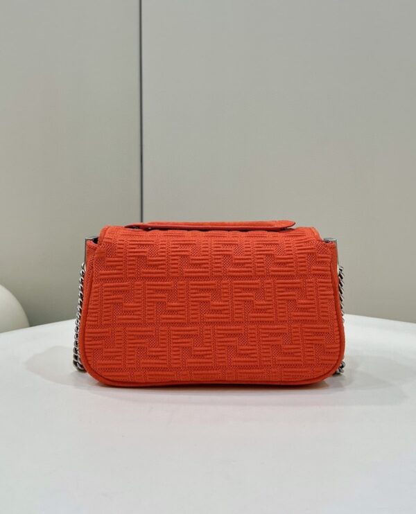1:1 Replica Fendi Baguette Chain Midi Red FF Fabric Bag For Woman 14.5cm/6in 8BR793AHW5F1F2I