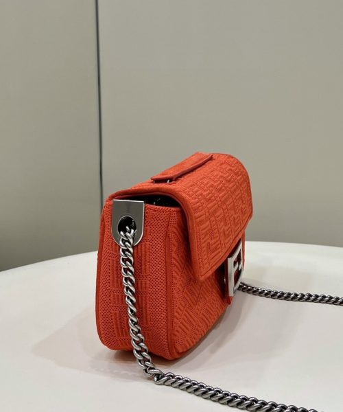 1:1 Replica Fendi Baguette Chain Midi Red FF Fabric Bag For Woman 14.5cm/6in 8BR793AHW5F1F2I