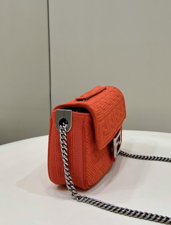 1:1 Replica Fendi Baguette Chain Midi Red FF Fabric Bag For Woman 14.5cm/6in 8BR793AHW5F1F2I