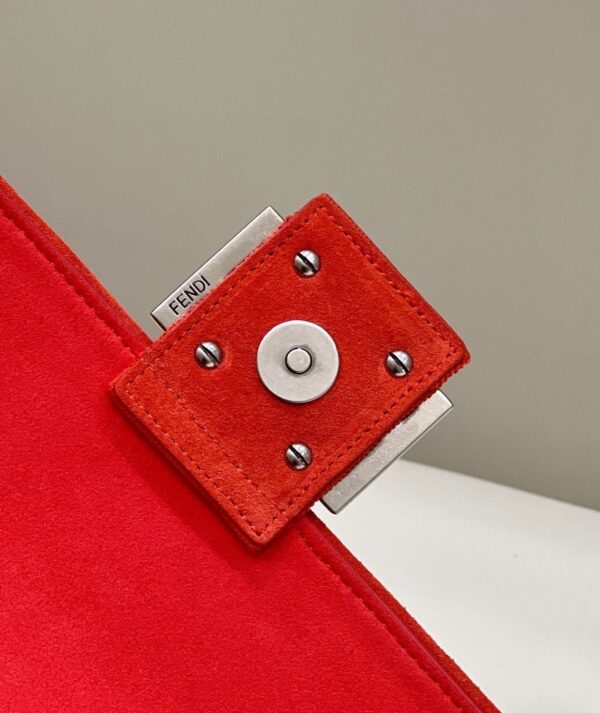 1:1 Replica Fendi Baguette Chain Midi Red FF Fabric Bag For Woman 14.5cm/6in 8BR793AHW5F1F2I