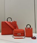 1:1 Replica Fendi Baguette Chain Midi Red FF Fabric Bag For Woman 14.5cm/6in 8BR793AHW5F1F2I