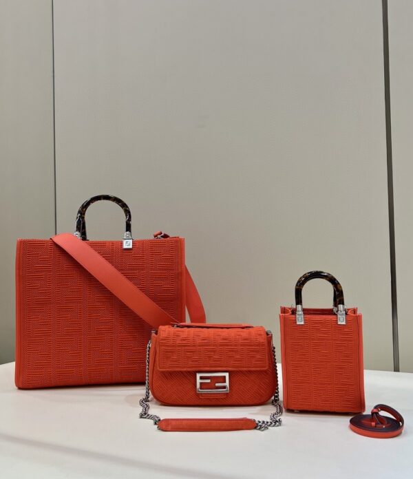 1:1 Replica Fendi Baguette Chain Midi Red FF Fabric Bag For Woman 14.5cm/6in 8BR793AHW5F1F2I