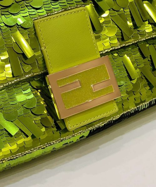 1:1 Replica Fendi Baguette Glitter Purple/Green/Light Purple/Jade Green For Women 10.6in/27cm