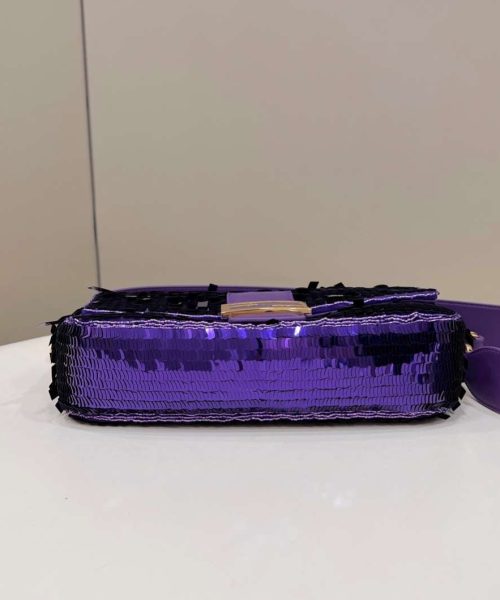 1:1 Replica Fendi Baguette Glitter Purple/Green/Light Purple/Jade Green For Women 10.6in/27cm
